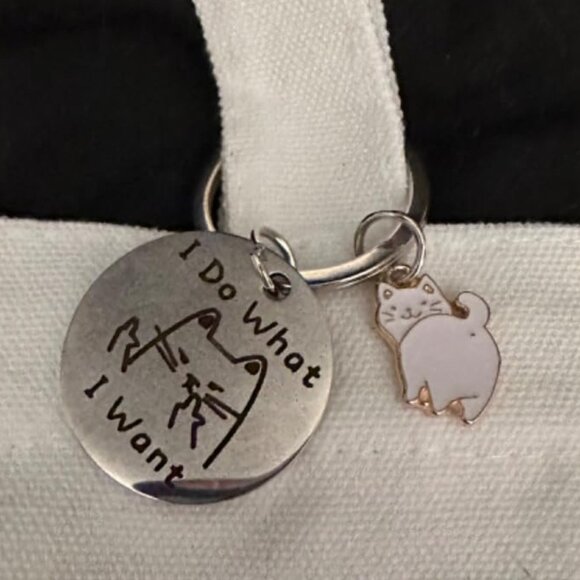 Be Pawsitive Gift Set - Kitty Cat Canvas Tote Bag, Cat Paw Socks, Keychain - Picture 5 of 8